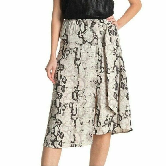 Laundry By Shelli Segal Printed D Ring Midi Skirt Womens S Grey Raven Python NWT - Picture 9 of 9